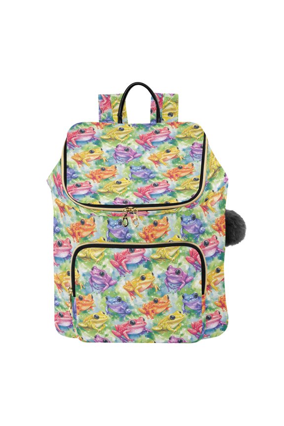 Colorful Frogs Travel Backpack Laptop Bag Large Capacity Daypack