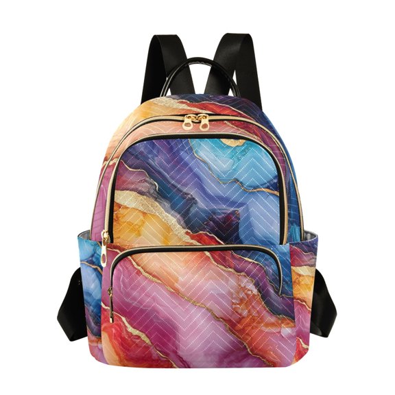 ALAZA Colorful Marble Womens Travel Laptop Backpack Large Daypack Ladies Shoulder Bags S