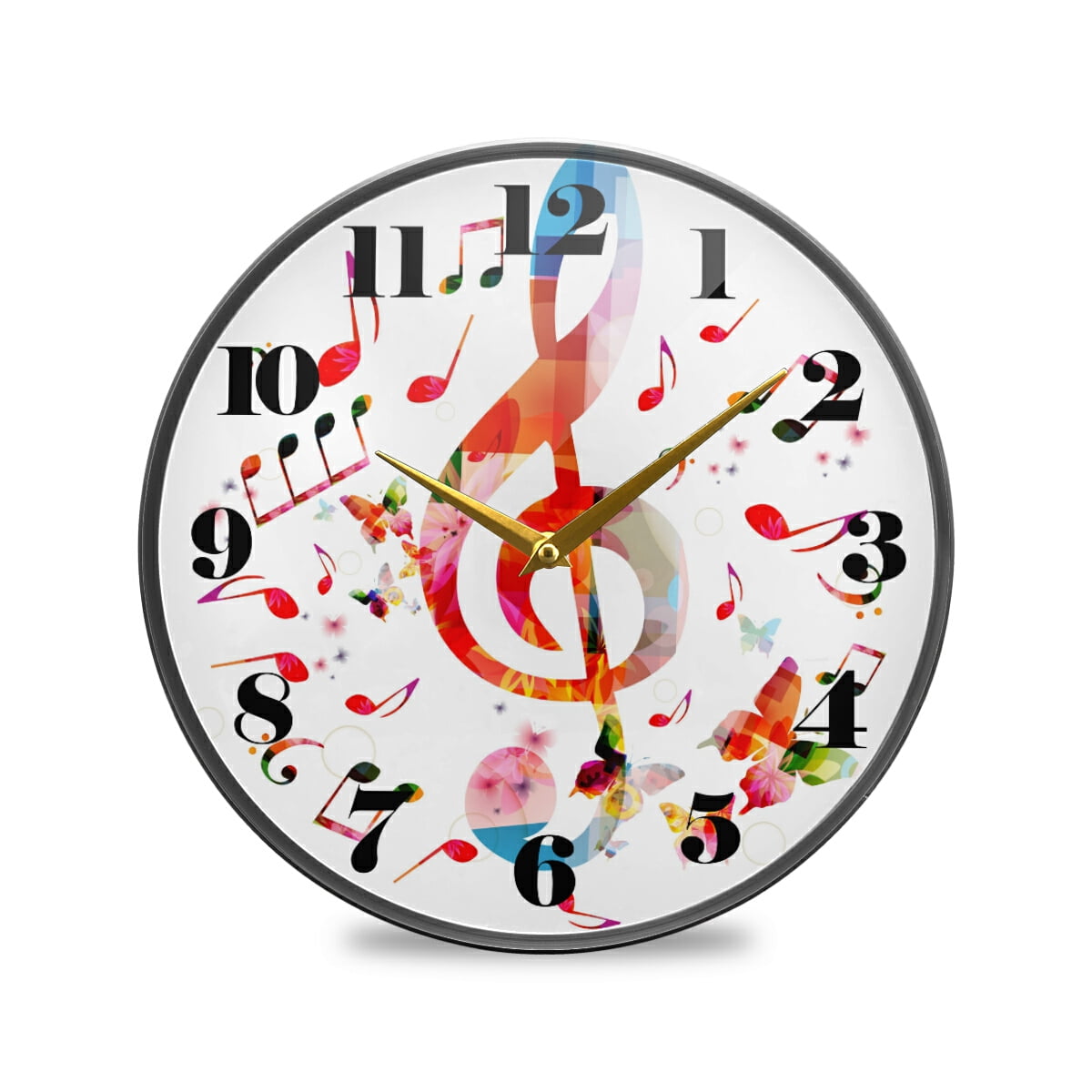 ALAZA Colorful Music Note Musical Wall Clock Battery Operated Silent