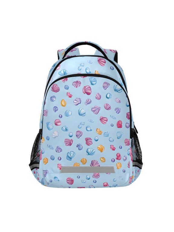 Colorful Seashell Backpack Elementary School Bag Bookbag Travel Rucksack