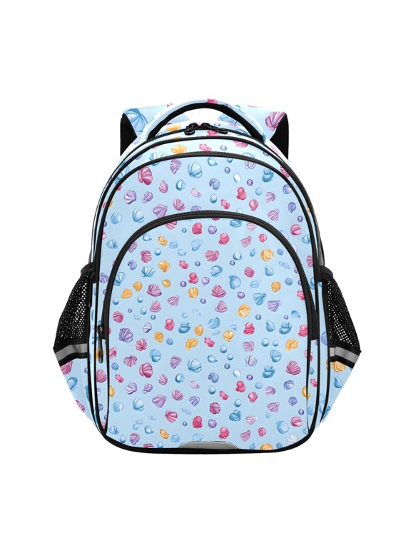 Colorful Seashell School Backpack Elementary Bag Bookbag Travel Rucksack