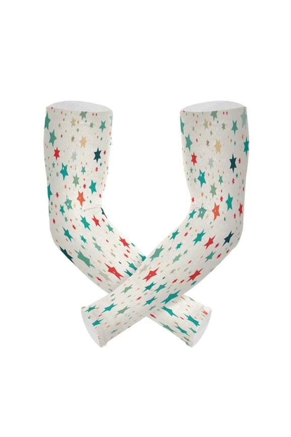 Colorful Stars UV Sun Protection Arm Sleeves UPF 50+ Compression Cooling Sleeve 1 Pair