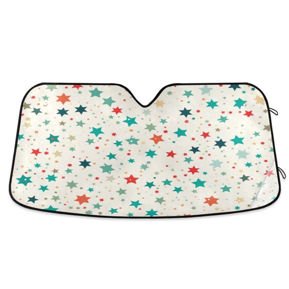 ALAZA Colorful Stars Windshield Sun Shade Car Foldable Sun Visor Block UV Rays Protector 53"x23.5"