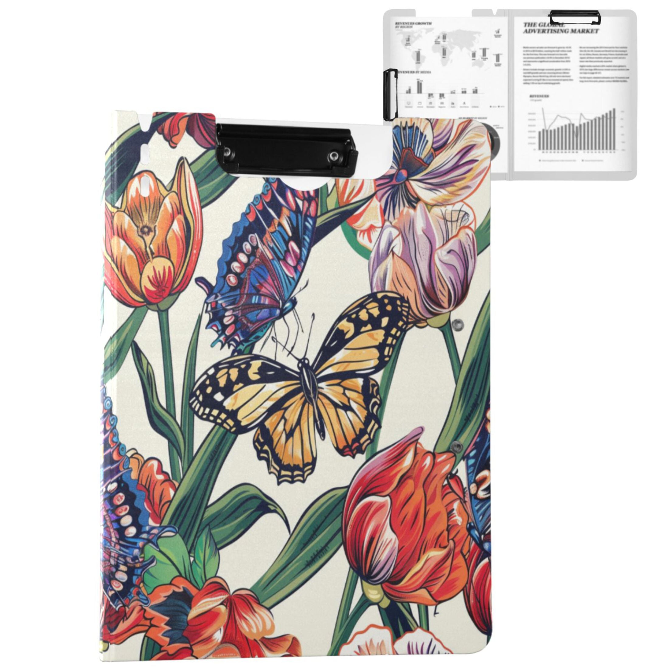 ALAZA Colorful Tulip Butterfly A4 Foldable Clipboard 360 Degree Folder ...