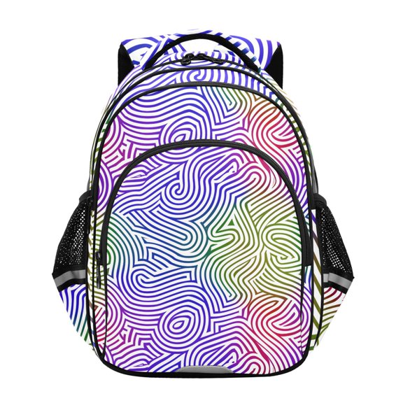 ALAZA Colorful Wavy School Backpack Elementary Bag Bookbag Travel Rucksack