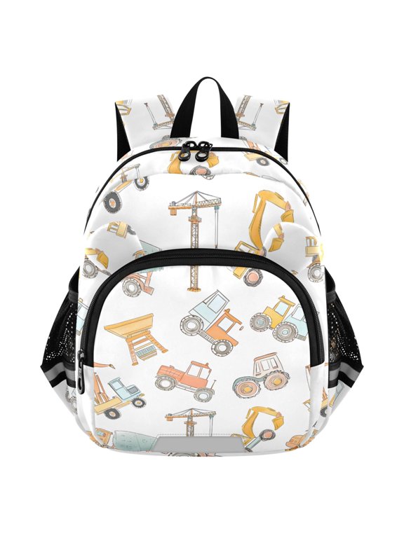 Construction Crane and Backhoe Mini Backpack School Bookbag Age 3-7 Small