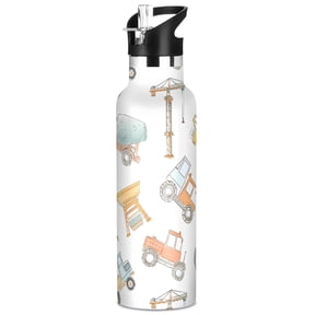 ALAZA Construction Crane and Backhoe Pattern Stainless Steel Water Bottle Vacuum Insulated Leak-Proof Tumbler with Straw Handle 20oz