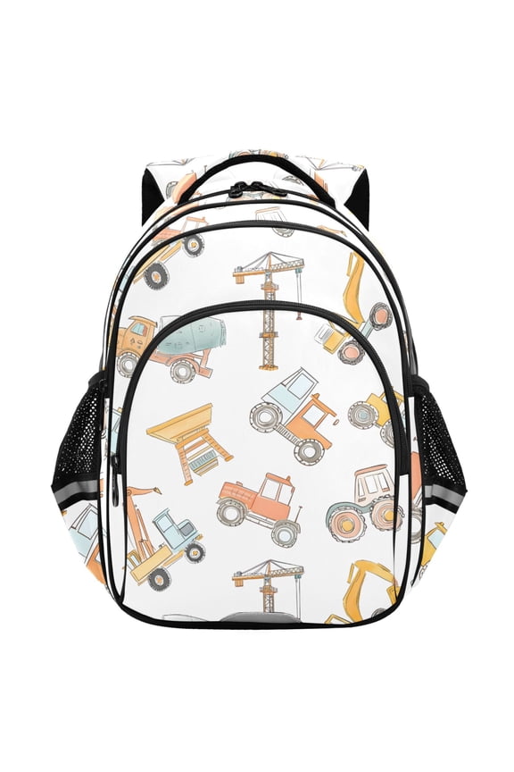Construction Crane and Backhoe School Backpack Elementary Bag Student Bookbag Travel Rucksack