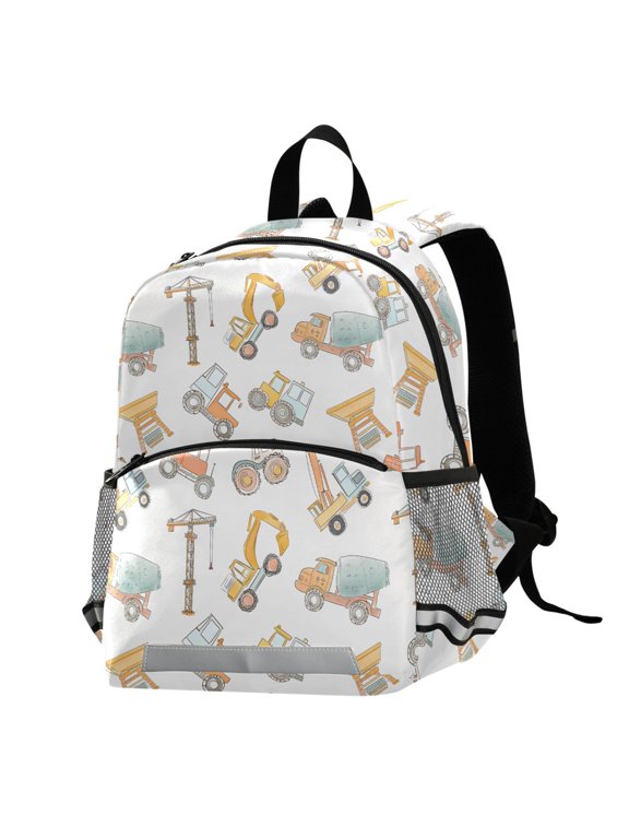 Construction Crane and Backhoe School Backpack Elementary Student Bookbag