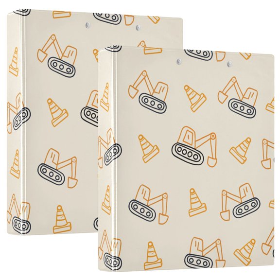 ALAZA Construction Excavator Vehicles Hardcover 3 Ring Binder 1.5" D-Rings with Interior Pockets Binders School 2 PCs