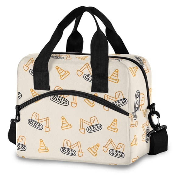 ALAZA Construction Excavator Vehicles Insulated Lunch Box Large Reusable Cooler Bag with Shoulder Strap