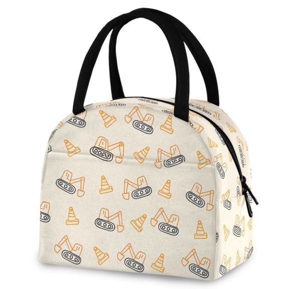 ALAZA Construction Excavator Vehicles Insulated Lunch Box Reusable Cooler Tote Bag Work Office Picnic