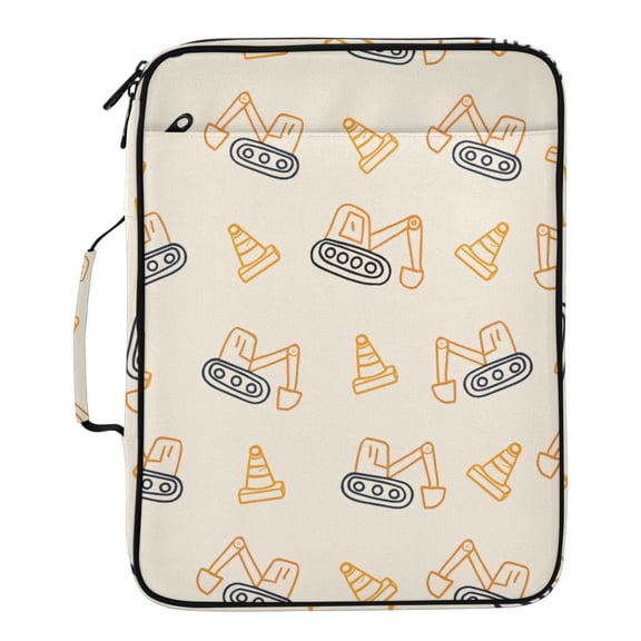 ALAZA Construction Excavator Vehicles Pattern Expanding Accordion File Folder 3 Ring Zipper Binder Organizer Portable Document Bag