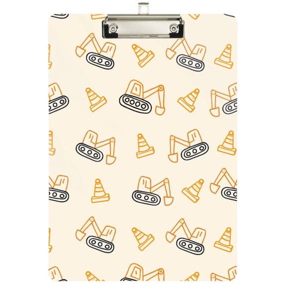 ALAZA Construction Excavator Vehicles Plastic Clipboard A4 Letter Size Decorative Clipboards for Students Women Men 12.5" x 9"
