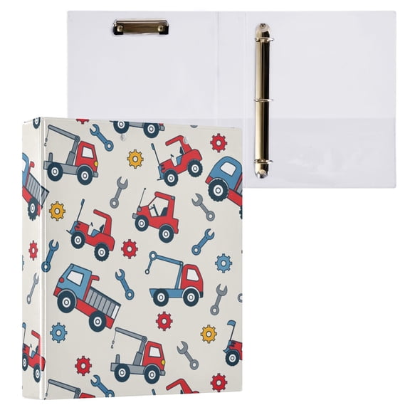 ALAZA Construction Trucks Cute Hardcover 3 Ring Binder 1.5" D-Rings with Interior Pockets Binders School 1 PC
