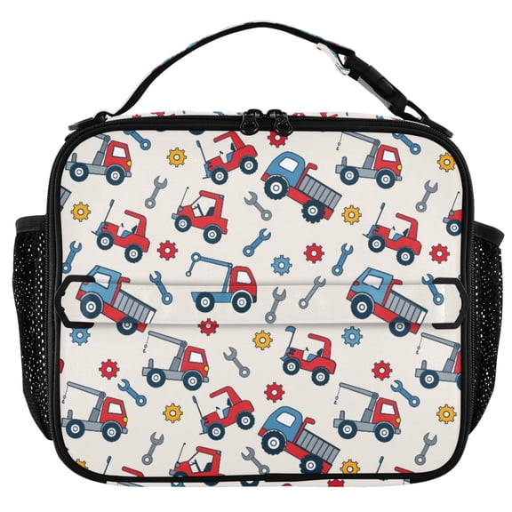 ALAZA Construction Trucks Cute Insulated Lunch Box Lunch Bag Cooler Tote with Shoulder Strap
