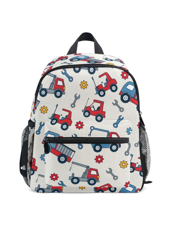Construction Trucks Cute Pattern Kids Backpack for Preschool Kindergarten Toddler Bags