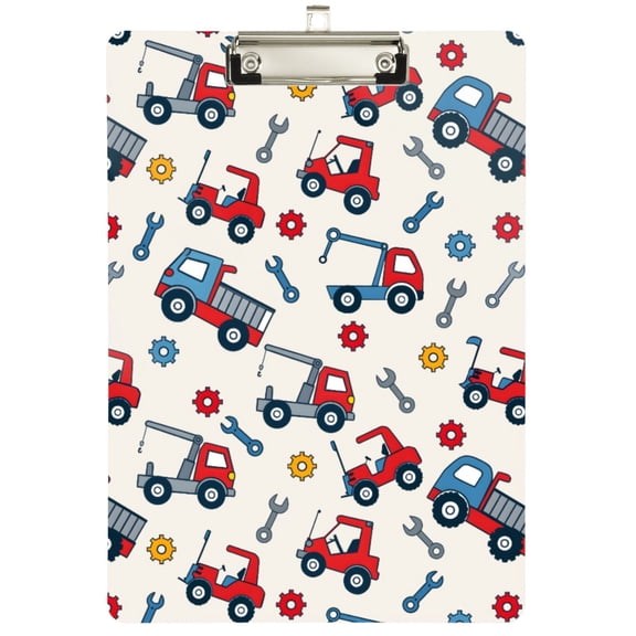 ALAZA Construction Trucks Cute Plastic Clipboard A4 Letter Size Decorative Clipboards for Students Women Men 12.5" x 9"