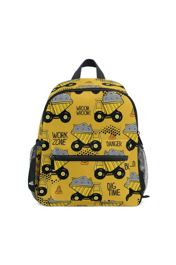 Construction Trucks Yellow School Backpack Small Bookbag Mini Bags