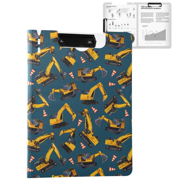 ALAZA Construction Vehicles A4 Foldable Clipboard 360 Degree Folder Binder