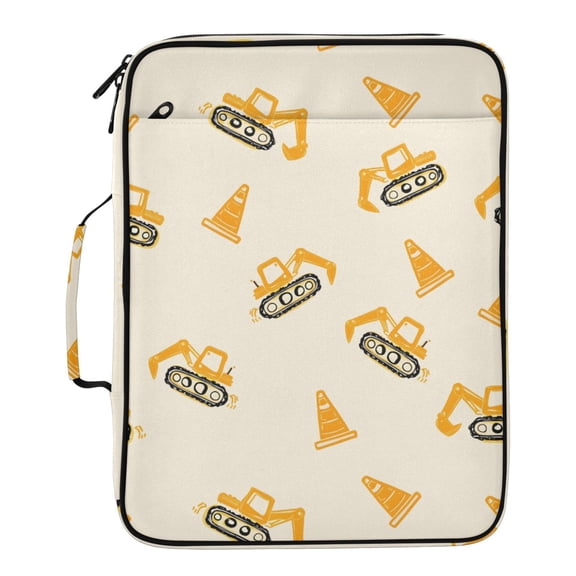 ALAZA Construction Vehicles Excavator Pattern Expanding Accordion File Folder 3 Ring Zipper Binder Organizer Portable Document Bag
