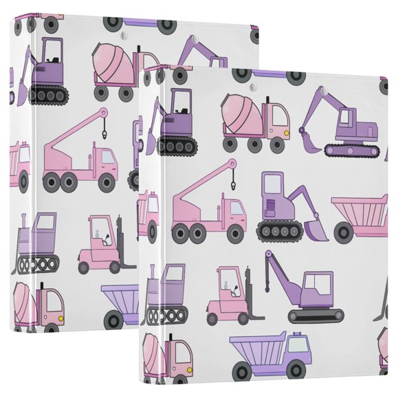 ALAZA Construction Vehicles Hardcover 3 Ring Binder 1.5" D-Rings with Interior Pockets Binders School 2 PCs