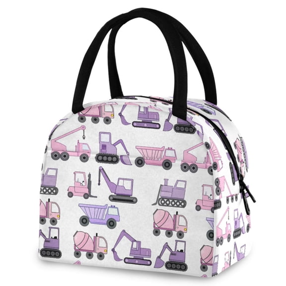 ALAZA Construction Vehicles Insulated Lunch Box Reusable Cooler Tote Bag Work Office Picnic