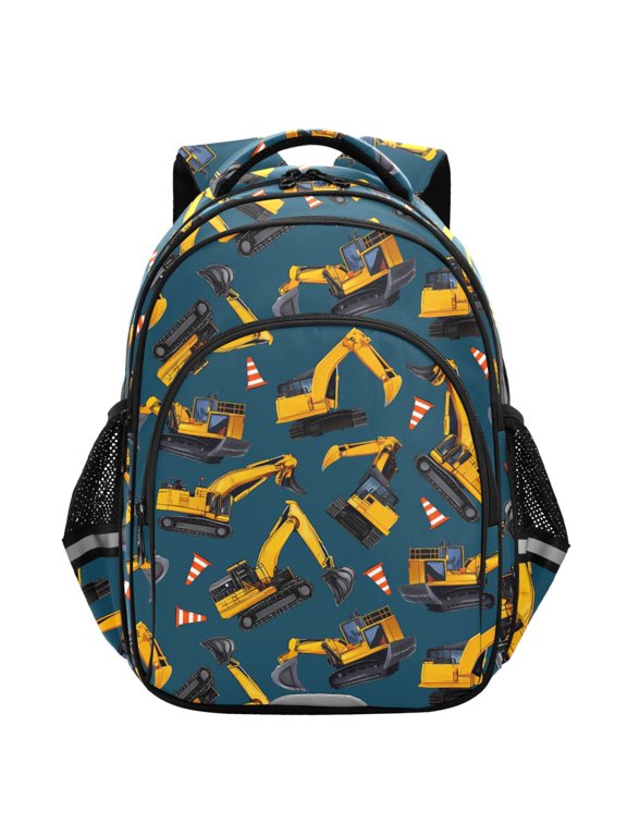 Construction Vehicles School Backpack Elementary Bag Student Bookbag Travel Rucksack