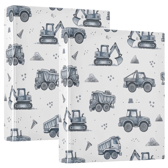 ALAZA Construction Vintage Trucks Hardcover 3 Ring Binder 1.5" D-Rings with Interior Pockets Binders School 2 PCs