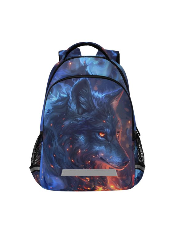 Cool Alpha Wolf Backpack Elementary School Bag Bookbag Travel Rucksack
