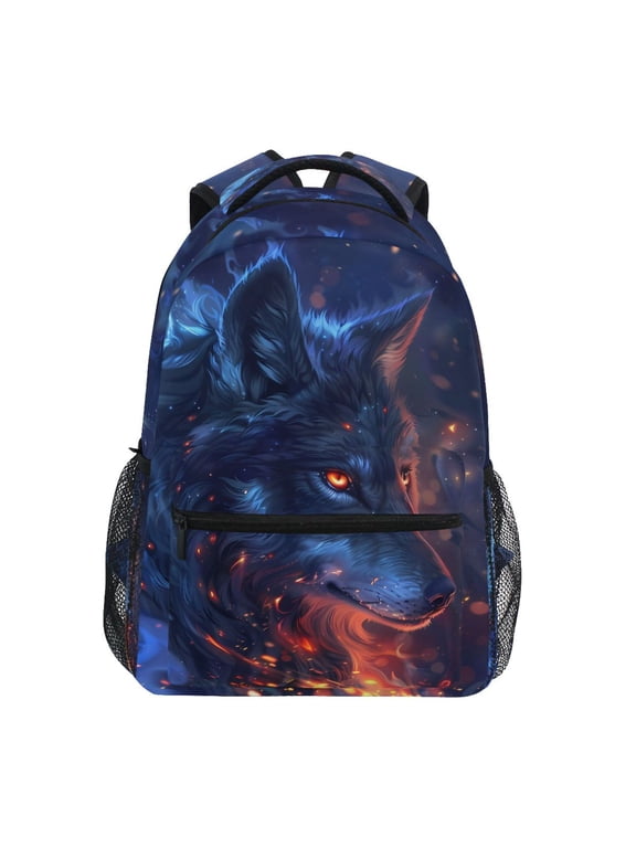 Cool Alpha Wolf Pattern Kids School Backpack Elementary Student Bookbag Laptop Bags Travel Daypack for Girls Boys