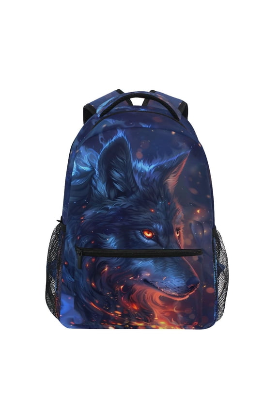 Cool Alpha Wolf Pattern School Backpack Elementary Stylish Bookbag Laptop Bags Travel Daypack