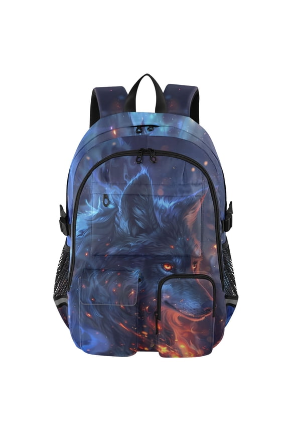 Cool Alpha Wolf Print Student Backpack School Bookbag Large Laptop Daypack Travel Bag