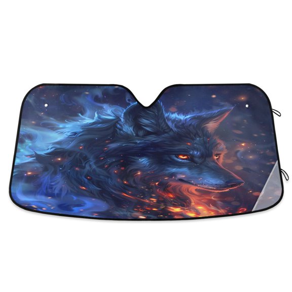 ALAZA Cool Alpha Wolf Windshield Sun Shade Car Foldable Sun Visor Block UV Rays Protector 53"x23.5"