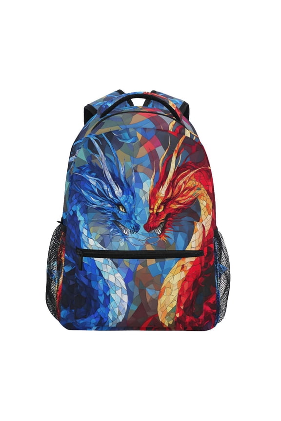 Cool Art Dragons Pattern School Backpack Elementary Stylish Bookbag Laptop Bags Travel Daypack
