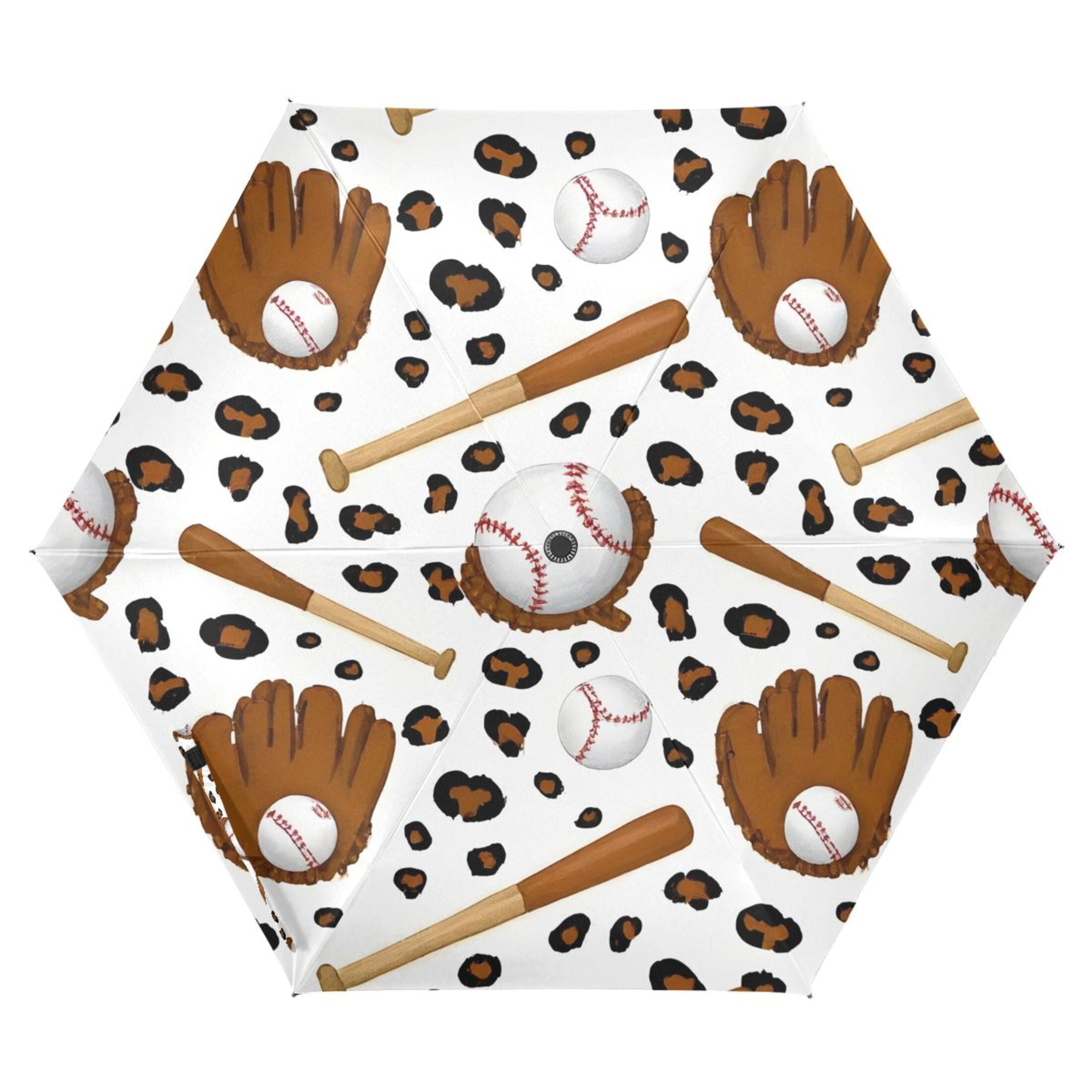 ALAZA Cool Baseball UPF 50+ Compact Folding Umbrella for Rain Travel Umbrella Packable