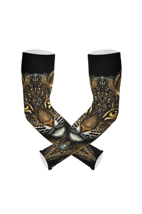 Cool Boho Tiger UV Sun Protection Arm Sleeves UPF 50+ Compression Cooling Sleeve 1 Pair