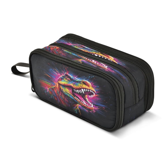 ALAZA Cool Dinosaur Pencil Case Bag 3 Compartment Pen Pouch Large Storage Holder Box Organizer