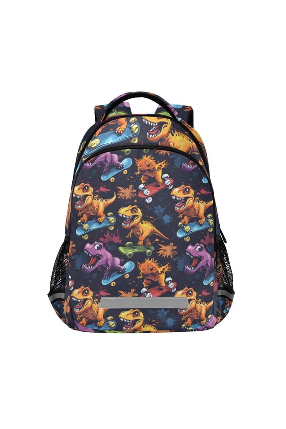 Cool Dinosaur Skateboards Backpack Elementary School Bag Bookbag Travel Rucksack