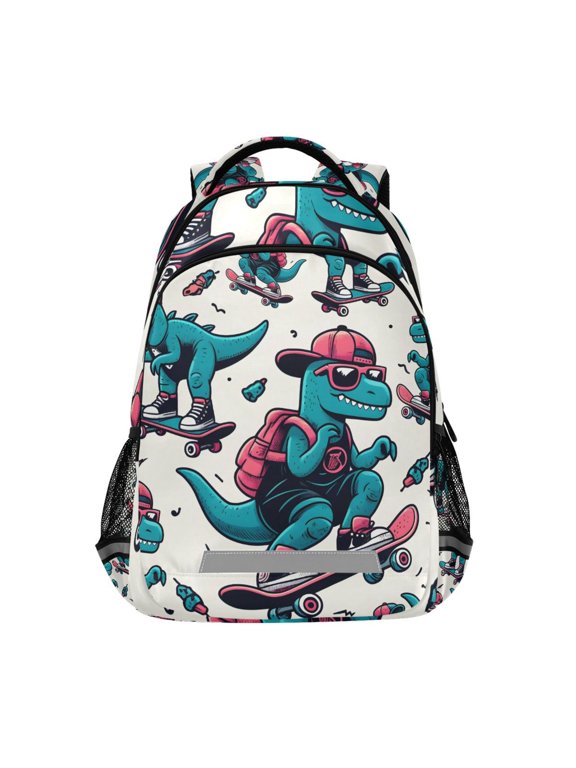 Cool Dinosaur Skating Backpack Elementary School Bag Bookbag Travel Rucksack