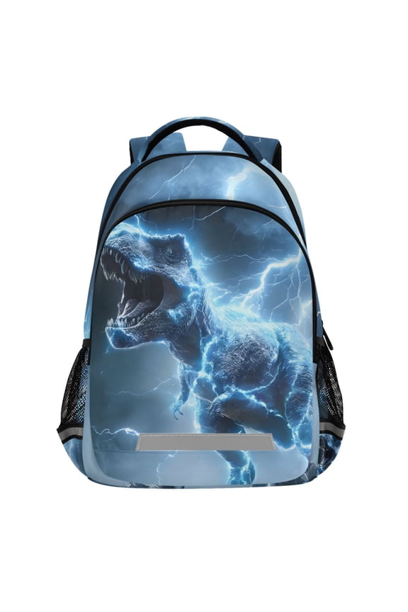 Cool Dinosaur with Lightning Pattern Backpack Elementary School Bags Student Bookbag Travel Rucksack