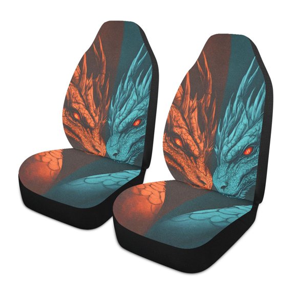 ALAZA Cool Dragon Car Seat Covers 2 PCs Universal Auto Front Seats Interior Protector