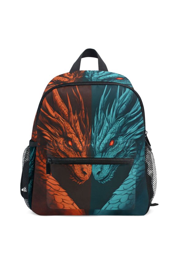 Cool Dragon Pattern School Backpack Student Bookbag Mini Bag