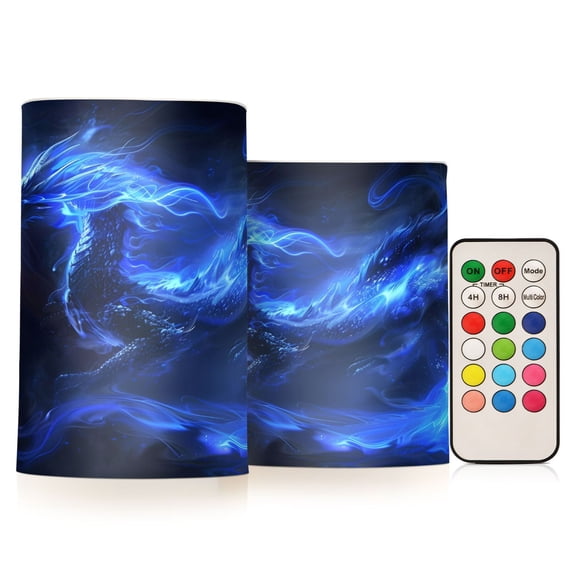 ALAZA Cool Dragon with Flames 2 PCs LED Flickering Flameless Candles with Remote Timer Battery Operated Candle