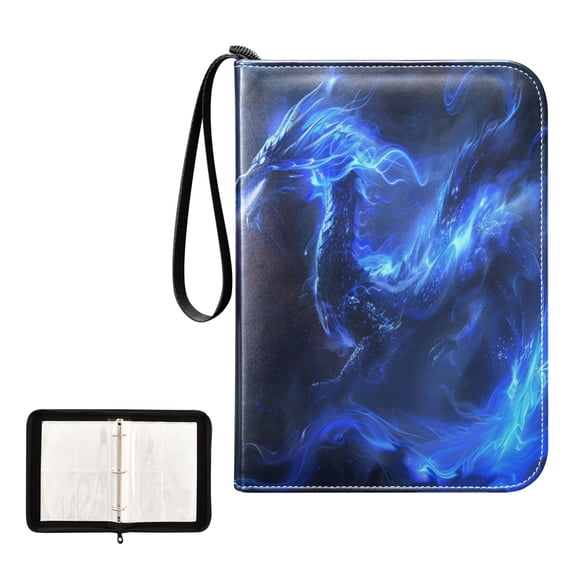 ALAZA Cool Dragon with Flames Trading Card Binder 4 Pocket Cards Collection Album 400 Folder Holder