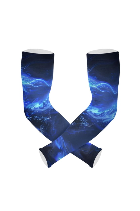 Cool Dragon with Flames UV Sun Protection Arm Sleeves UPF 50+ Compression Cooling Sleeve 1 Pair
