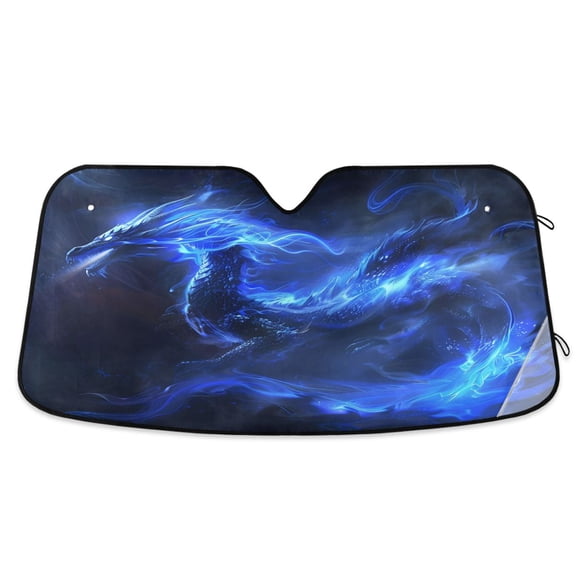 ALAZA Cool Dragon with Flames Windshield Sun Shade Car Foldable Sun Visor Block UV Rays Protector 53"x23.5"