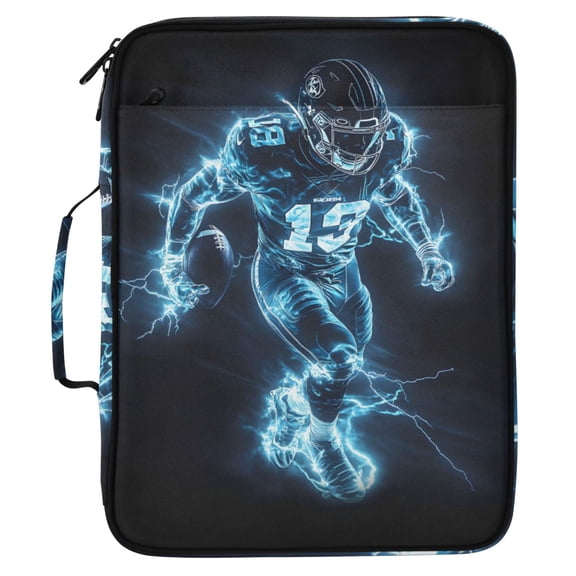 ALAZA Cool Football Player Pattern Expanding Accordion File Folder 3 Ring Zipper Organizer Portable Document Binder Bag