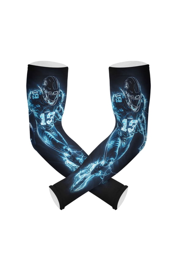 Cool Football Player UV Sun Protection Arm Sleeves UPF 50+ Compression Cooling Sleeve 1 Pair