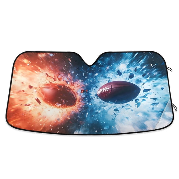 ALAZA Cool Footballs Rugby Windshield Sun Shade Car Foldable Visor Block UV Rays Protector 55"x27.6"